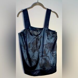 Whimsigoth Witchy  shiny Blue Floral Camisole size S